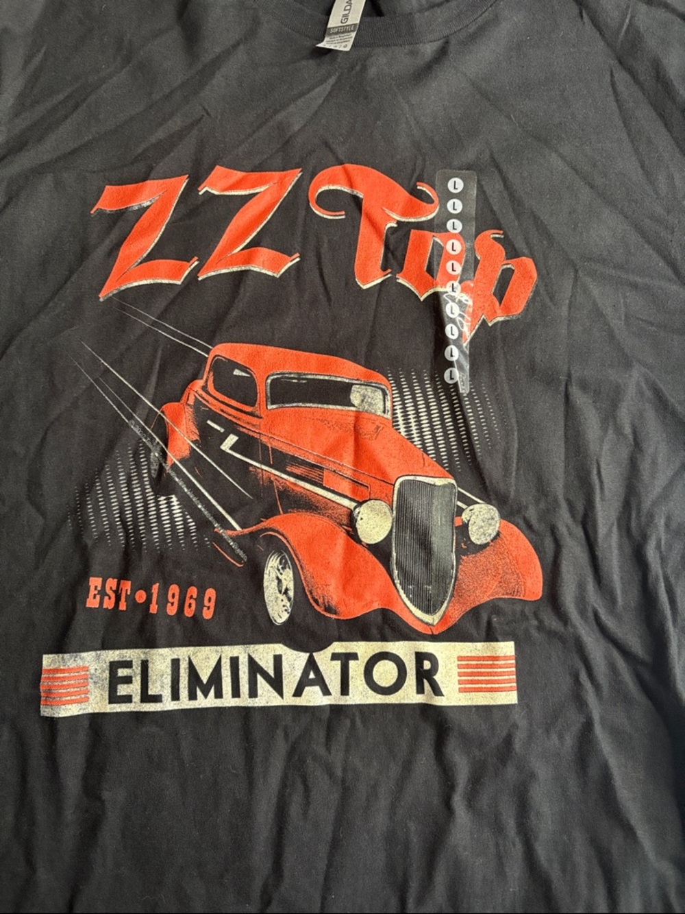 Gildan Black ZZ Top Eliminator Graphic Tee with Red Car Artwork